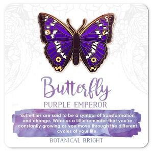 Purple Emperor Butterfly Enamel Pin - Gold Plated Nature Jewelry - Insect Brooch